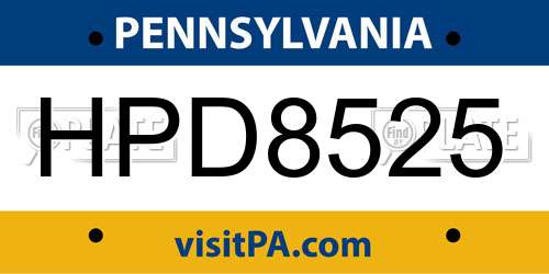 HPD8525 Pennsylvania License Plate