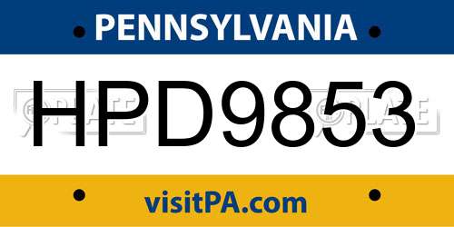 HPD9853 Pennsylvania License Plate