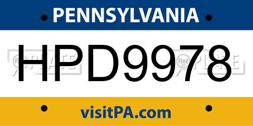 HPD9978 Pennsylvania License Plate