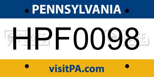 HPF0098 Pennsylvania License Plate