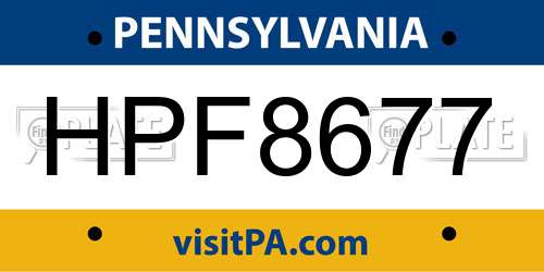 HPF8677 Pennsylvania License Plate