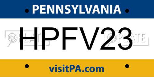 HPFV23 Pennsylvania License Plate