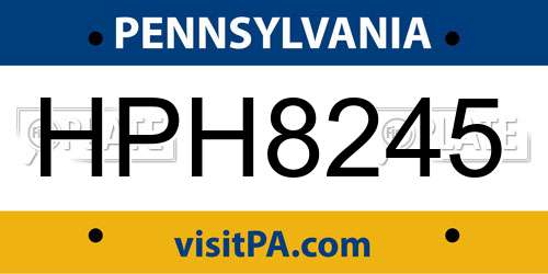 HPH8245 Pennsylvania License Plate