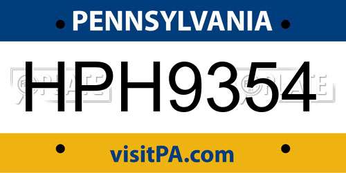 HPH9354 Pennsylvania License Plate