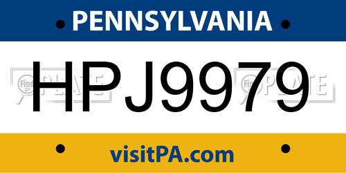 HPJ9979 Pennsylvania License Plate
