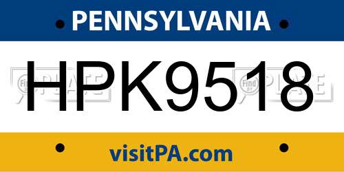 HPK9518 Pennsylvania License Plate