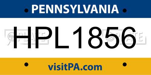 HPL1856 Pennsylvania License Plate