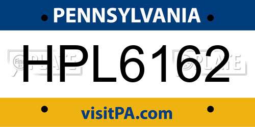 HPL6162 Pennsylvania License Plate