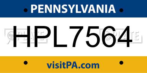 HPL7564 Pennsylvania License Plate
