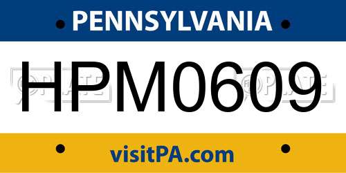 HPM0609 Pennsylvania License Plate