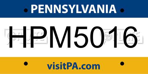 HPM5016 Pennsylvania License Plate