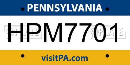 HPM7701 Pennsylvania License Plate