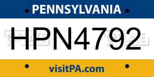 HPN4792 Pennsylvania License Plate