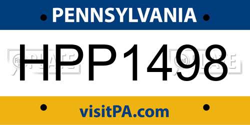 HPP1498 Pennsylvania License Plate