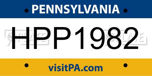 HPP1982 Pennsylvania License Plate