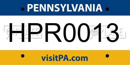 HPR0013 Pennsylvania License Plate