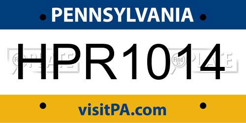 HPR1014 Pennsylvania License Plate