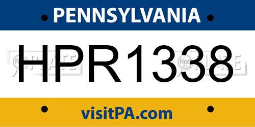HPR1338 Pennsylvania License Plate