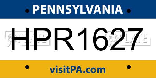 HPR1627 Pennsylvania License Plate
