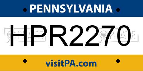 HPR2270 Pennsylvania License Plate