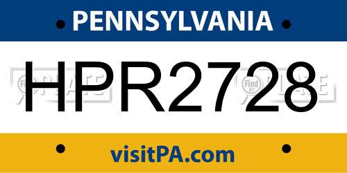 HPR2728 Pennsylvania License Plate