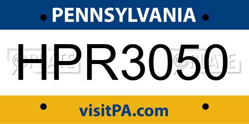 HPR3050 Pennsylvania License Plate