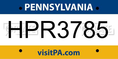 HPR3785 Pennsylvania License Plate