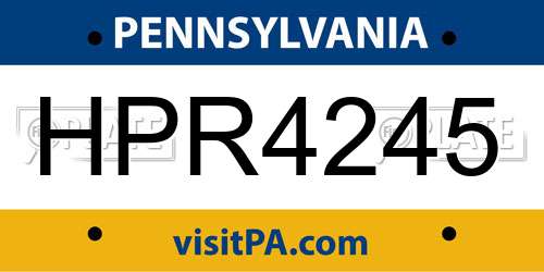 HPR4245 Pennsylvania License Plate