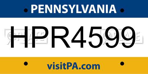 HPR4599 Pennsylvania License Plate
