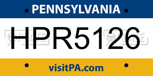 HPR5126 Pennsylvania License Plate