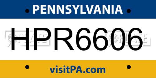 HPR6606 Pennsylvania License Plate
