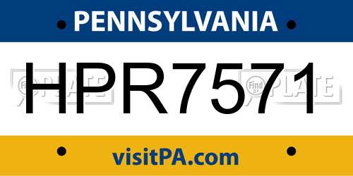 HPR7571 Pennsylvania License Plate