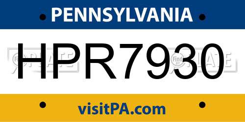 HPR7930 Pennsylvania License Plate