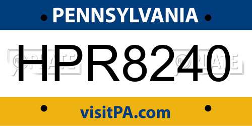 HPR8240 Pennsylvania License Plate