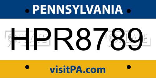 HPR8789 Pennsylvania License Plate