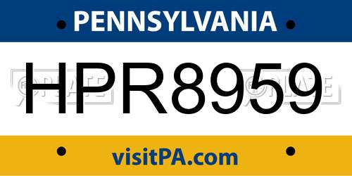HPR8959 Pennsylvania License Plate