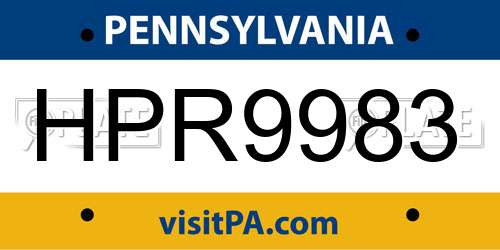 HPR9983 Pennsylvania License Plate
