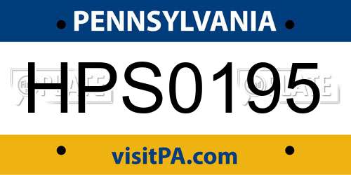 HPS0195 Pennsylvania License Plate