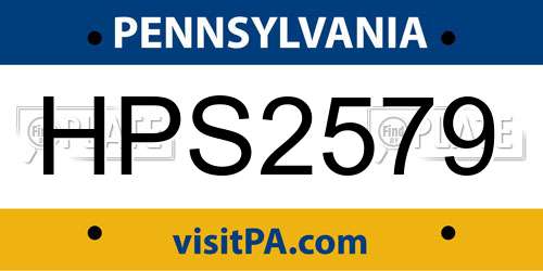 HPS2579 Pennsylvania License Plate