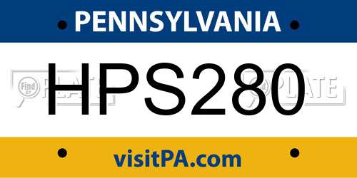 HPS280 Pennsylvania License Plate