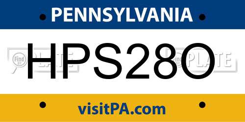 HPS28O Pennsylvania License Plate