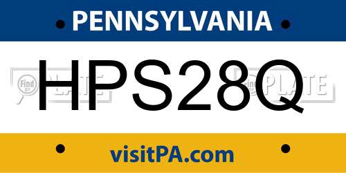 HPS28Q Pennsylvania License Plate
