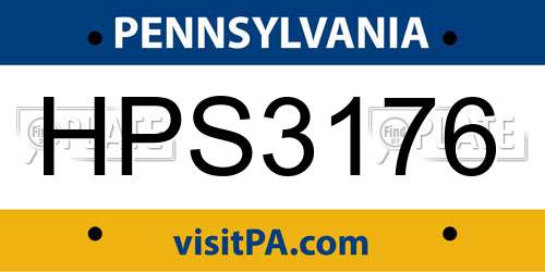 HPS3176 Pennsylvania License Plate