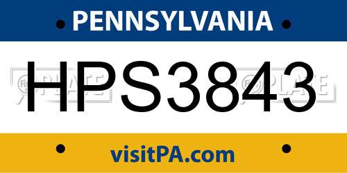 HPS3843 Pennsylvania License Plate