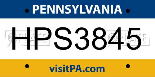 HPS3845 Pennsylvania License Plate