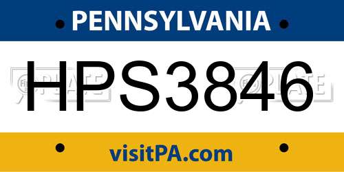 HPS3846 Pennsylvania License Plate