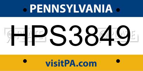 HPS3849 Pennsylvania License Plate
