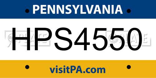 HPS4550 Pennsylvania License Plate