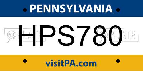 HPS780 Pennsylvania License Plate