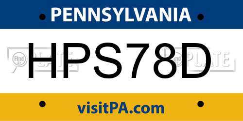 HPS78D Pennsylvania License Plate